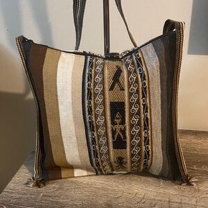 Artisan Handmade Earthy Tones Character Hobo Boho Crossbody Bag 13x11